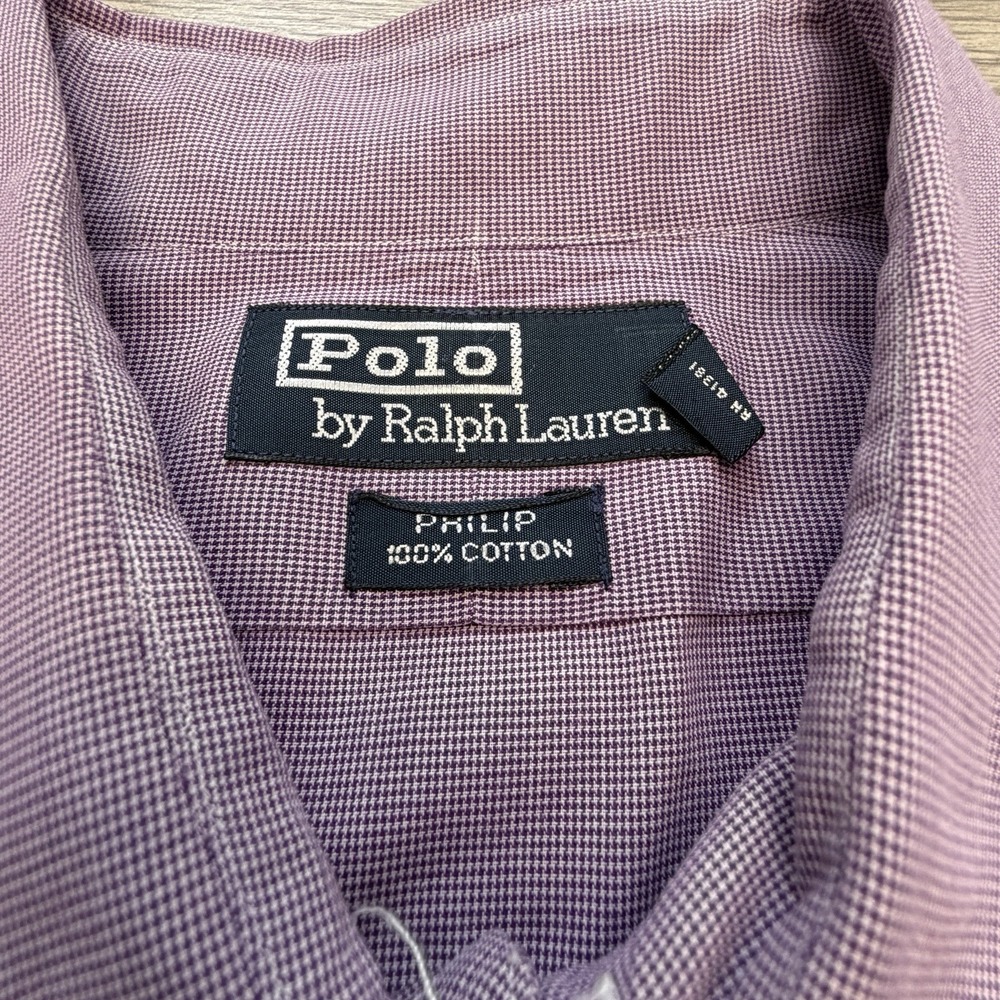 Polo Ralph Lauren Philip Dress Shirt Mens 16 34/35 Purple Lavender Check - Picture 5 of 9